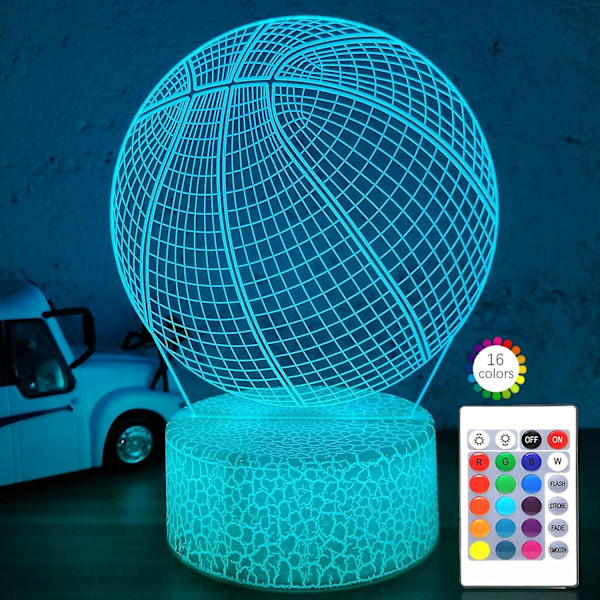 Basketball Natlampe 3d Illusion Basketball Lampe 16 Farver Dæmpbar Med Fjernbetjening & Smart Touch Basketball Led Lys Bedste Julegave Fødselsdag B