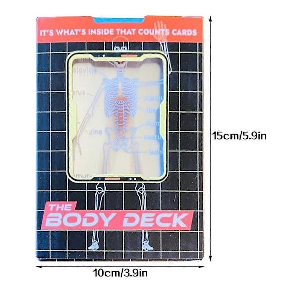 Ihmisen anatomian pelikortit - The Body Deck, jossa elin- ja lihasdiagrammit, lääketieteellinen opiskeluväline ja korttipelilahja [D]