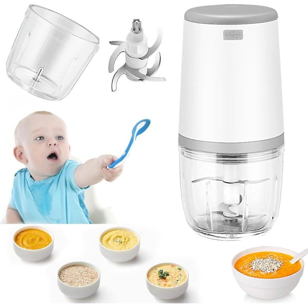 Mini-blenderit vauvalle, mini-elintarvikeprosessori, 300 ml vauvanblenderi, mini-sähköinen hakkuri, mini-elintarvikeprosessori USB-latauksella, sähköinen blenderi vauvoille