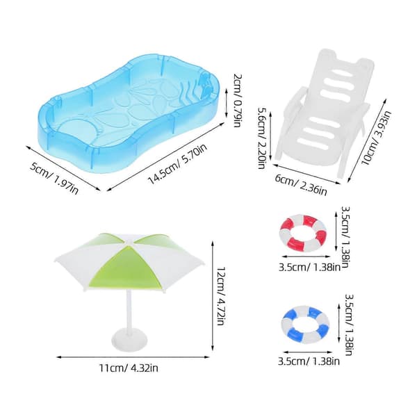 Dockhus Miniatyr Pool Set för Dekor 1Set Strandtillbehör[D]