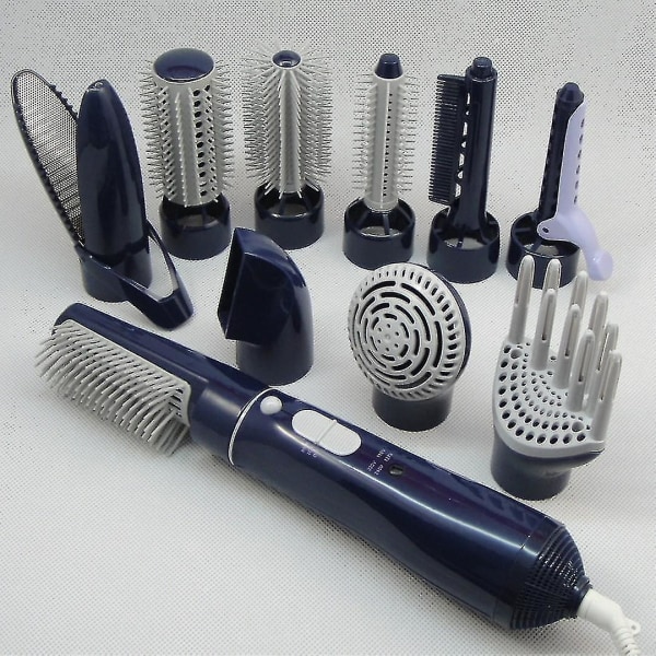 10 i 1 hårfönborste och volumizer Löstagbar hårfön Styler Hot Air Brush Blue En [kk]