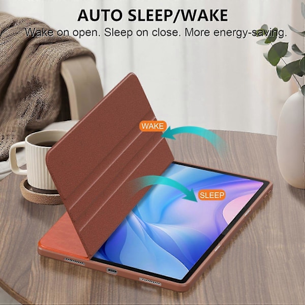 Fodral för Lenovo Tab P12 TB371FC Läder+Akryl+TPU Stativ Tabletskydd med Auto Väcka/Sova