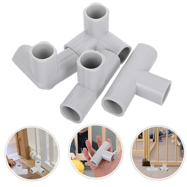 4 kpl Vauvan leikkikehän osia T-muotoinen liitos Vauvan leikkikehän osat T-liitin 3-suuntainen Vauvan leikkikehän lisävarusteet vauvan leikkikentälle [D] Light Grey 8.50X5.50X2.60CM