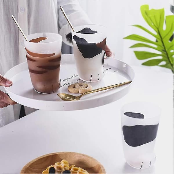 Söt Kattfot Glas Kopp, Tiger Tassar Mugg Kontor Kaffemugg Frukost Mjölk Glas Kopp[D]