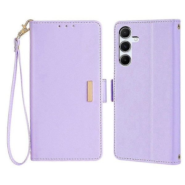 Læder Wallet Case med RFID-blokering og stativfunktion samt håndrem til Samsung Galaxy A26 5G - Grøn[D] Multicolor Purple
