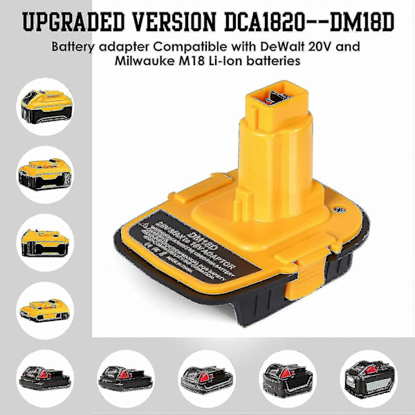 2024, Dm18d Dca1820 Batteriadapter Med Usb For Dewalt 20v/18v For Milwaukee M18 18v Litiumbatteri Dcb204 Dcb205 Konverter For Dewalt 18v/20v Nicad