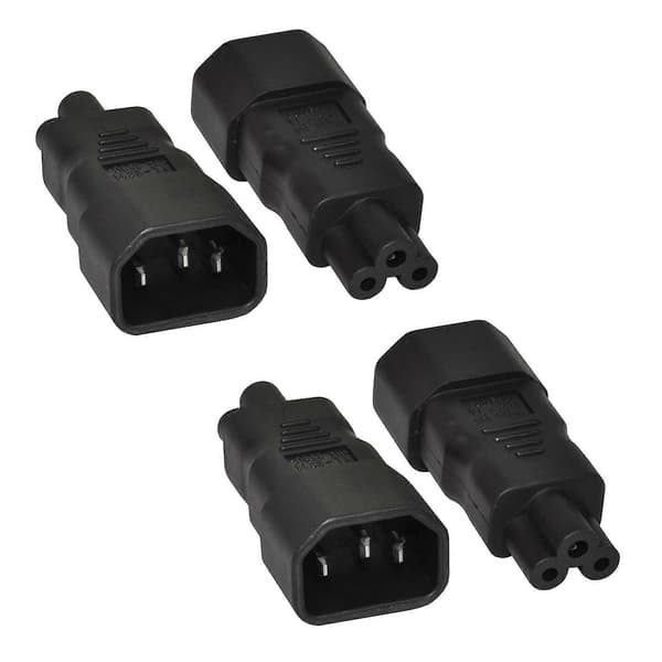 2X PDU UPS C14 til C5, IEC320 C13/C14 til C5/C6 Strømkabeladapter for PC Bærbar PC Strømforsyning [D] Black