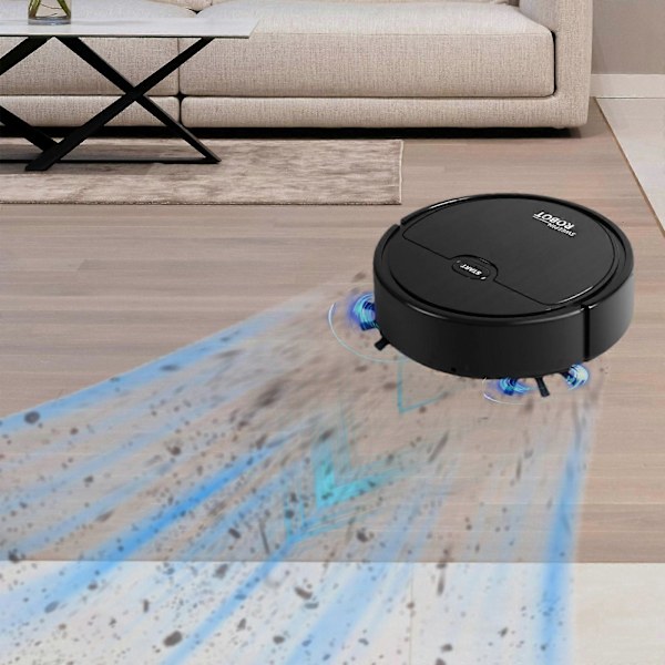 NYE Barne Julegaver Smart Robot Leke Støvsuger Automatisk Gulvrengjøringsleke Lek Med Barn Og Kjæledyr[D] Black