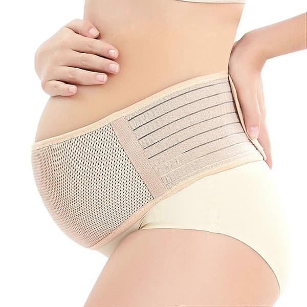 Støttebælte til gravide, åndbart graviditetsbælte, justerbar abdominal binder til ryg/bækkenstøtte - L[D] Khaki