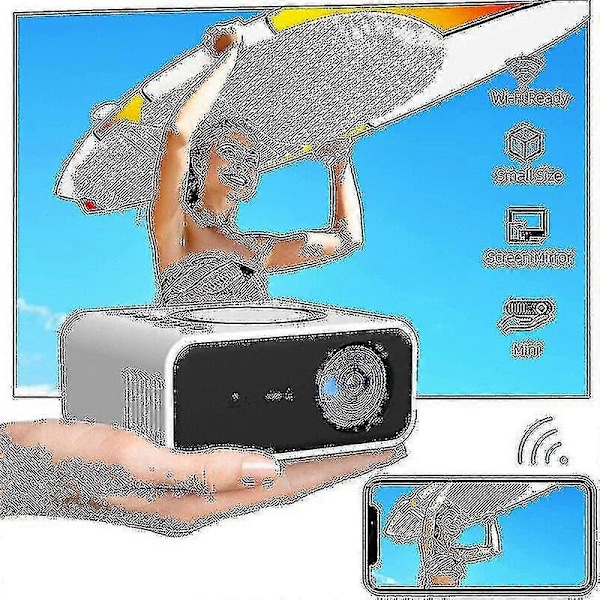 4K-projektor - 7500 lumen, 1080p, 3D LED, Mini WiFi, Hemmabio - Svart