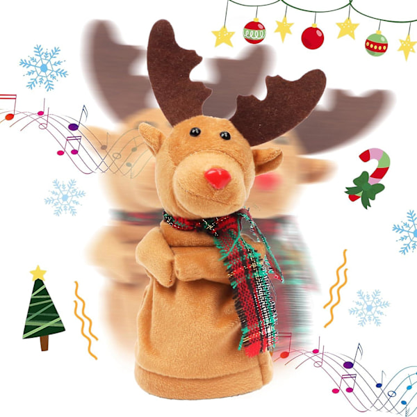 Musical Dancing Christmas Reindeer Plush Toy Singing Jingle Bells Swinging Electric Elk Interactive Xmas Birthday Gift For Toddlers Kids