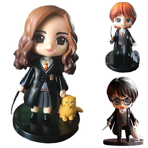 3-pack Harry Potter Ron Hermione Figuriner Leksaker Minifigurer Samlarobjekt Modelldockor Borddekoration Prydnader Barnfans Present