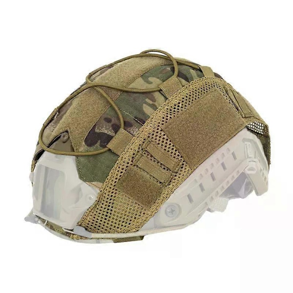 Taktiskt hjälmöverdrag för Fast-hjälm Multi-Camo hjälmöverdrag för Airsoft-hjälm Militär Paintball Jakt Skytteutrustning - 1000D[D] Multicam Brown