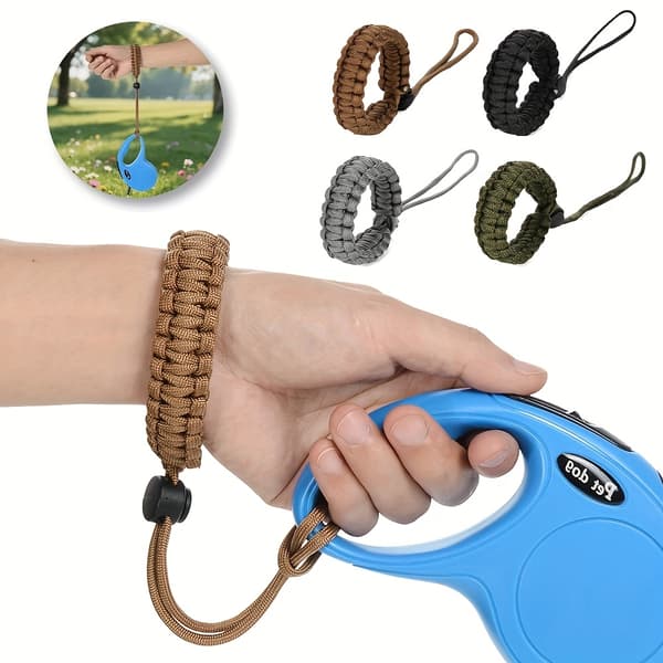 1 st justerbart handledsband hundkoppel - Anti-fall infällbart valpkoppel med ergonomiskt grepp, säkert spänne, hållbart husdjurskoppel för Black One-size