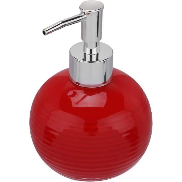 1st keramisk tvåldispenser, rund pressflaska påfyllningsbar lotionflaska, presspump dispenser flytande handtvål (röd) [kk]