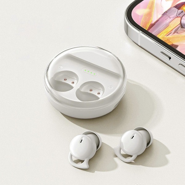 Søvnørepropper Trådløst Bluetooth-hodetelefonsett Bluetooth 5.3 Mini In-Ear Dobbel Mikrofon Bærbare Øretelefoner For Søvn White