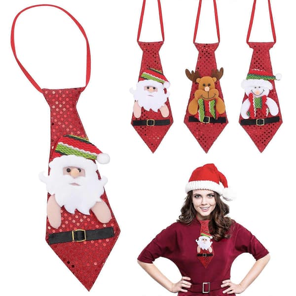 3 stk. Holdbart kreativt slips Julepolyester Printet slips Juleartikler[D]