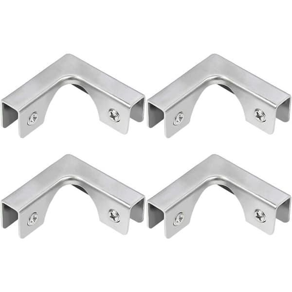 Glasklemme, 4 stk. L-formede glasforbindere i rustfrit stål, retvinklede monteringsbeslag til akvariemontering Gris Acier inoxydable (inox)