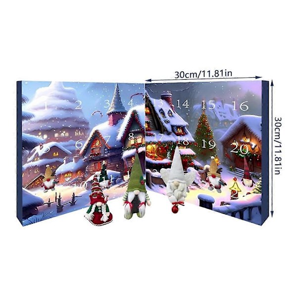Julkalender 2024 med 24 Plyschtomtar, Nedräkningsfigurer, Perfekt Present till Barn