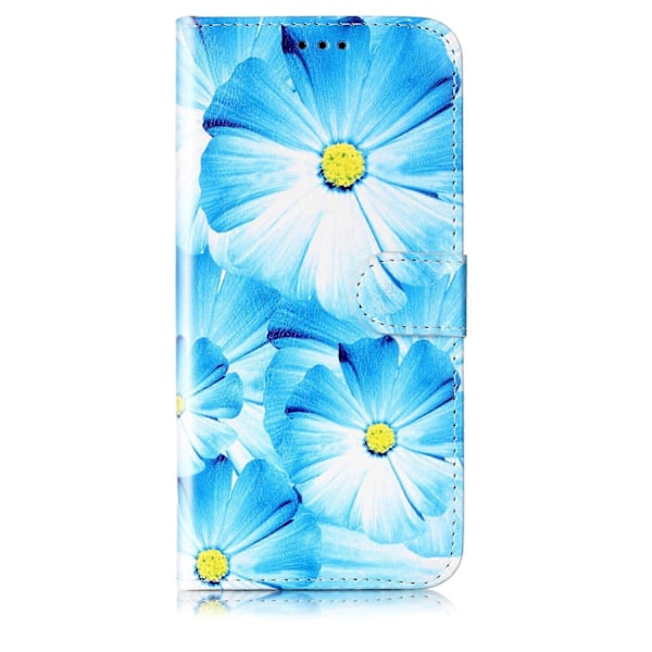 Marmorläder Telefonfodral För OnePlus 13 Blue Flower