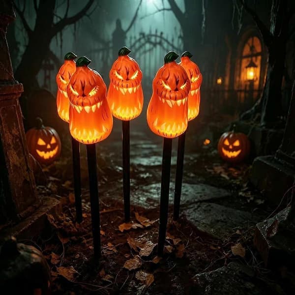 Solar Halloween Sti Lys Automatisk Landskabslys Til Have Udendørs Indretning (D) pumpkin
