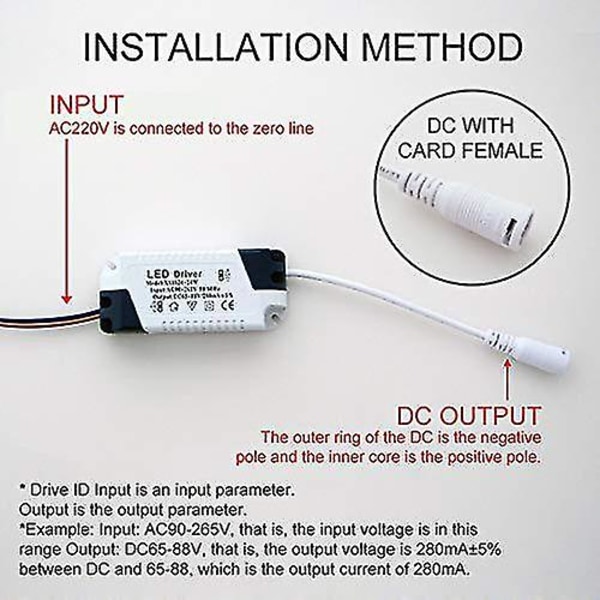 2x LED Driver, 18-24W Transformer til LED Loftlampe, LED Panel Strømforsyning, DC Stik (18-24W)