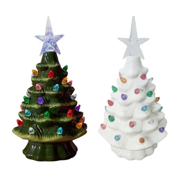 LED juletre, håndmalt bordmodell med lys [D] White