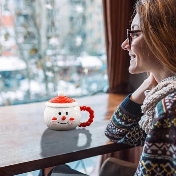 Jul Keramikmugg med Lock Hem Dricksvatten Kopp Julklapp Kaffekopp, Julmuggar[D] Red-b