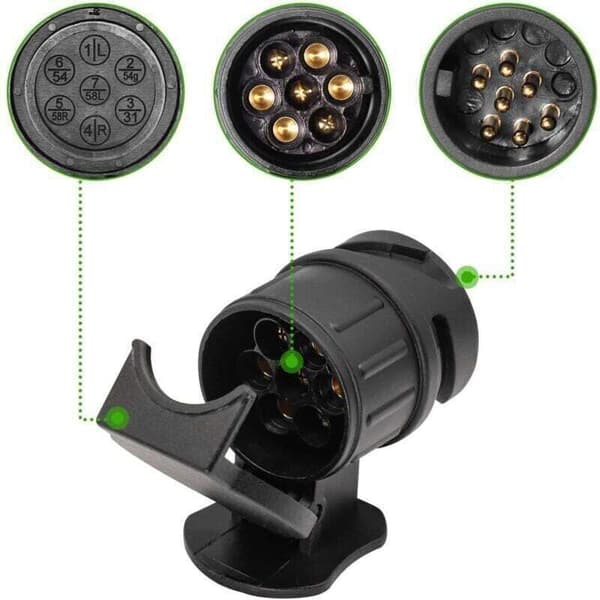 13-pins til 7-pins adapter for tilhengere, 13-pins plugg for bil, traktor, campingvogn og sykkelstativ 0.05
