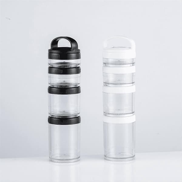 Transparent-Svarta Stapelbara Matförvaringsburkar i Plast (4-pack) [D]