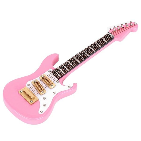 Gitarr Dekoration Miniatyrprydnader Mini Musikinstrument Modell Present Rosa 10cm