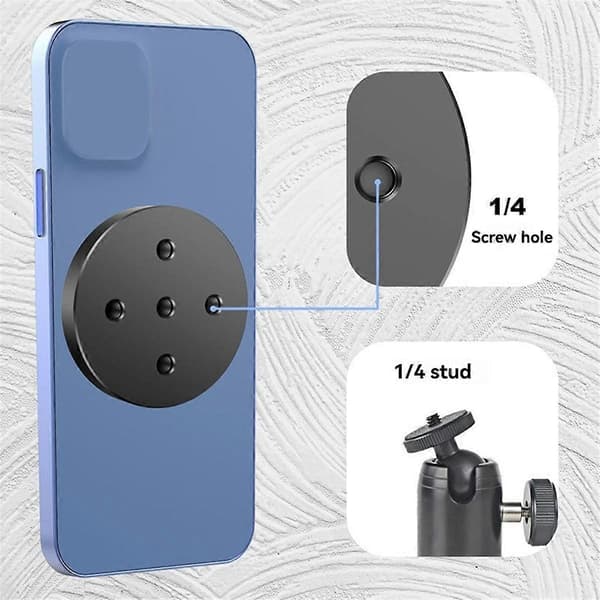 Magnetisk base telefonholder for 16 15 14 Pro Max for 1/4 tommers hull stativ kulehode adapter[D] As Shown