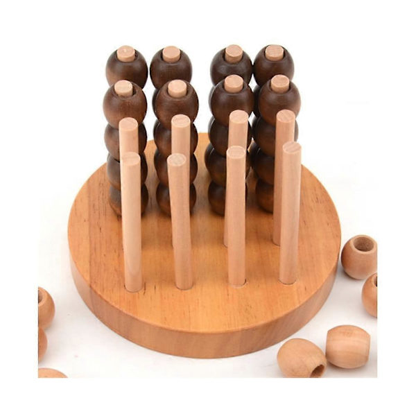 Pedagogiskt 3D-spel i trä för vuxna och barn, Connect Four Schack, Rumsligt tänkande Leksak[D]