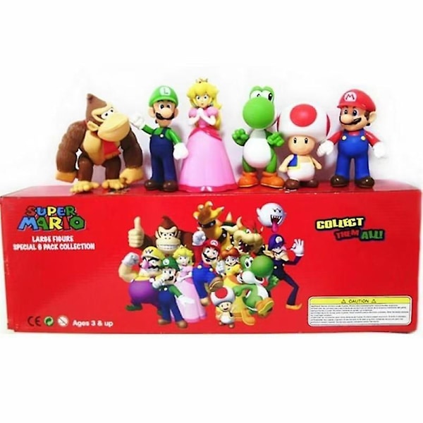 Super Mario Bros Pvc Actionfigurer Legetøj Peach Toad Mario Luigi Yoshi Donkey Julegave