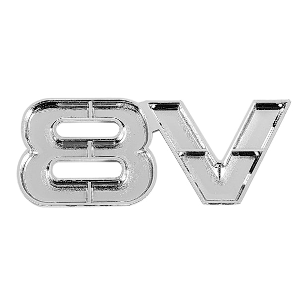 3x 3D Sølv Auto Motor V8 Bil Bak Emblem Dekal Badge Klistremerke 7,5x3,5cm