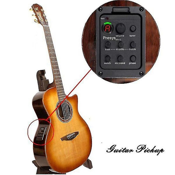 Fishman 4-bands 301 EQ-tuner piezo mikrofon Presys Blend akustisk gitarr pickup preamp