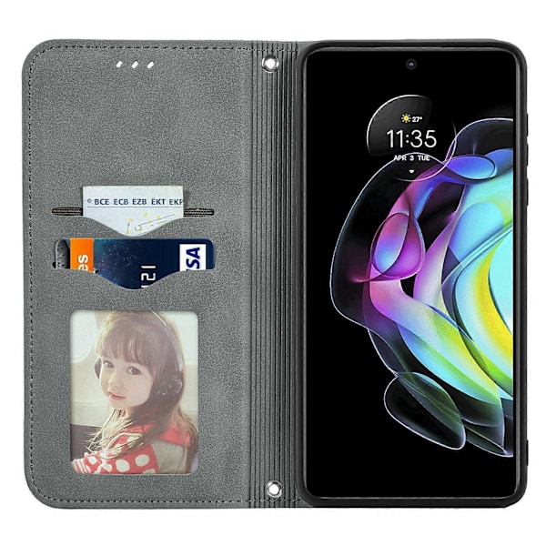 Fodral för Motorola MOTO Edge 20 Magnetisk Stängning Läder Plånboksfodral Housse Etui Stötsäker - Grön