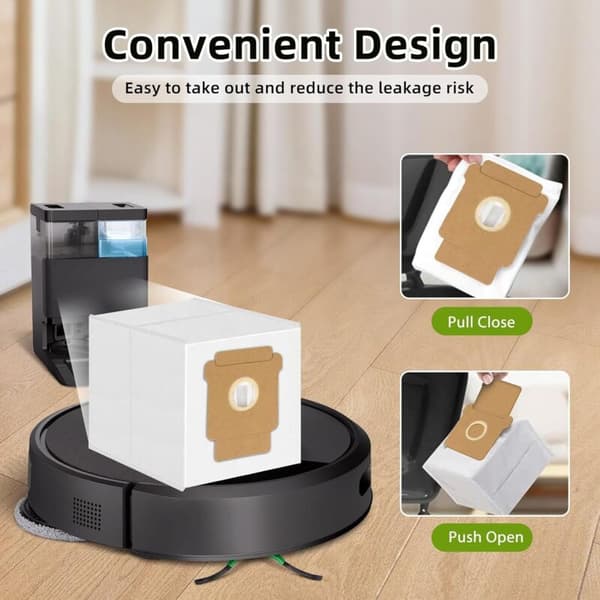 Förpackning med 12 dammsugarpåsar för iRobot Roomba Q0520, 104/105 Combo, Plus 405/504/505 Combo, Max 705 Blanc 0.05
