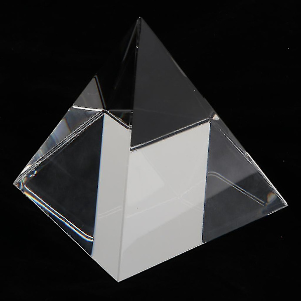 100mm Klar Kristallglas Pyramid Prisma Hantverk Staty Heminredning Pappersvikt
