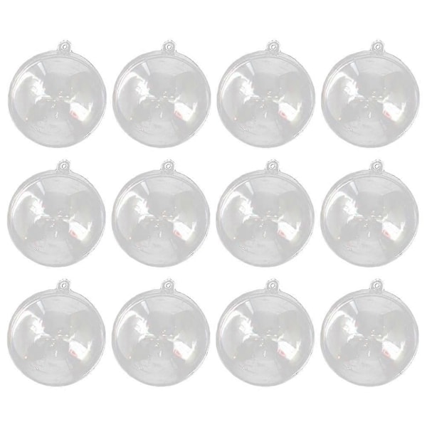 12 stk 4 cm gjennomsiktige plastballer Fyllbare hule kuler Julepynt Hengepynt Fest Bryllup Dekor