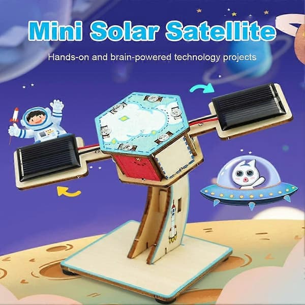Mini Solarsatellit DIY Træmodel Sæt Pædagogisk STEM Legetøj Til Børn Hænder På Evne[D] Gray Onesize