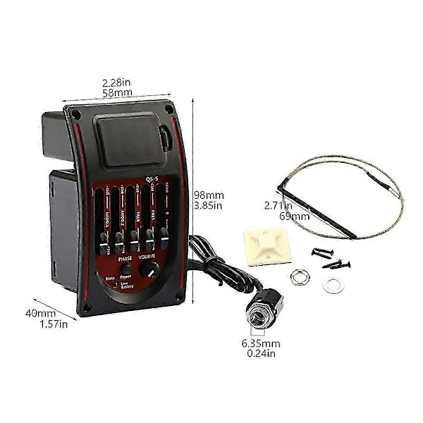Gitar Pickup Tonekontroller Eq Equalizer Tuner Piezo Pickup Akustisk Gitar Ferdigkablet Preamp Gitardeler Tilbehør