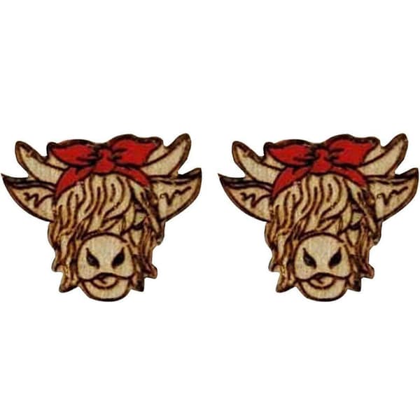 15% tilbud Highland Cow øreringe til kvinder - Håndlavede trækvæg Stud øreringe Hot[D]
