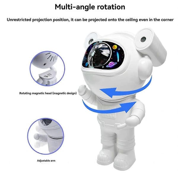 Astronaut LED Stjernelys Projektor Månelampe Nebula Galaxy Effekter Lampe Astronaut Børneprojektor [D]
