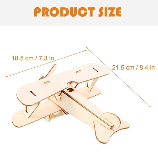 Træflyversæt til børn Legetøj 2 sæt 3D-puslespilssamling [D] Beige 9.5X18.5X21.5CM