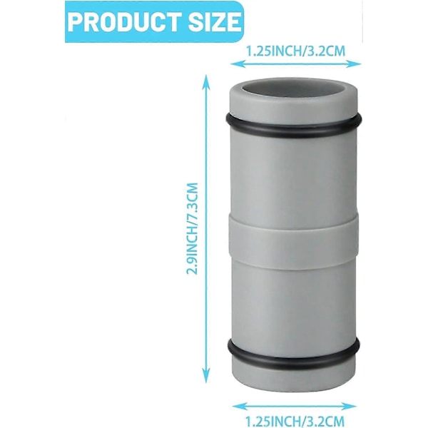 T-stykke forlænger til slangekobling, 38 mm til 32 mm, poolslangeadapter til Intex Bestway Coleman, 3-vejs ventil slangekobling med rustfrit [D] 2-way Valve 1 piece
