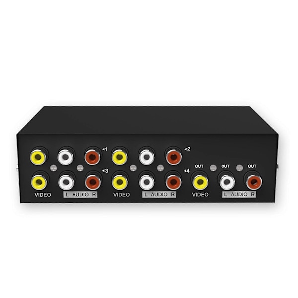 4-Port RCA-komposiittivideo- ja ääni-AV-kytkinvalitsin -jakaja -laatikko 4-suuntainen Fg