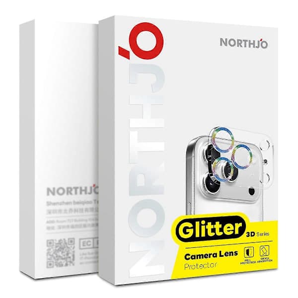 iPhone 17 Pro Max Cover Glitter Bling Cirkler Klar 3D Hårdt Glas[D]