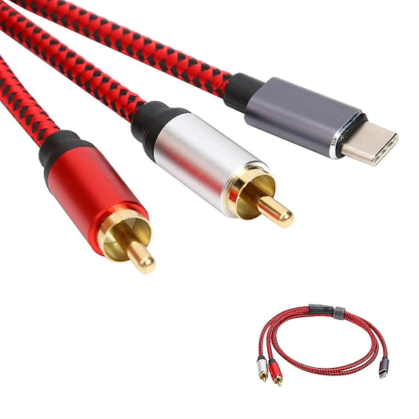 USB-C lydkabel USB-C til 2 RCA lydkabel Mobiltelefonadapter Høytalernettbrett Hjemmekino og TV 1M