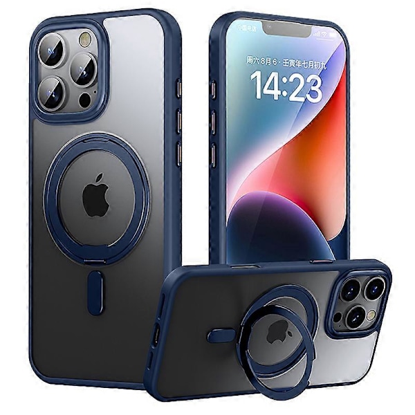 iPhone 16 Pro -kuori, yhteensopiva MagSafe-jalustan kanssa, hybridipuhelinkotelo [D] Dark Blue